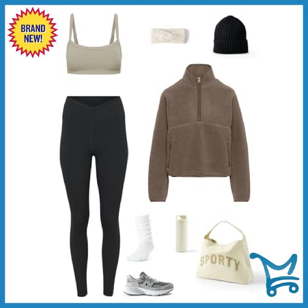 Half Zip Sherpa Fleece Pullover Cropped Sweatshirt with Pockets - Picture 7 of 7